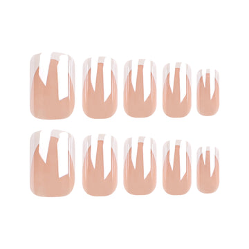 24 Pcs Simple White - edge French - style Nails