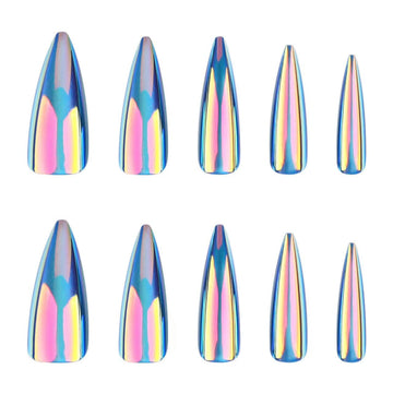 24 Pcs Aurora - iridescent Pointed Nails
