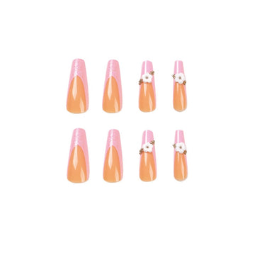 24 Pcs French - style Pink Glitter Nails