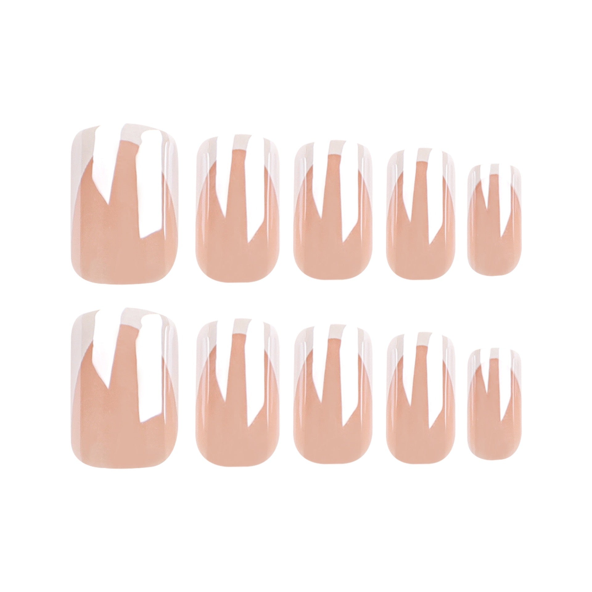 24 Pcs Simple White - edge French - style Nails
