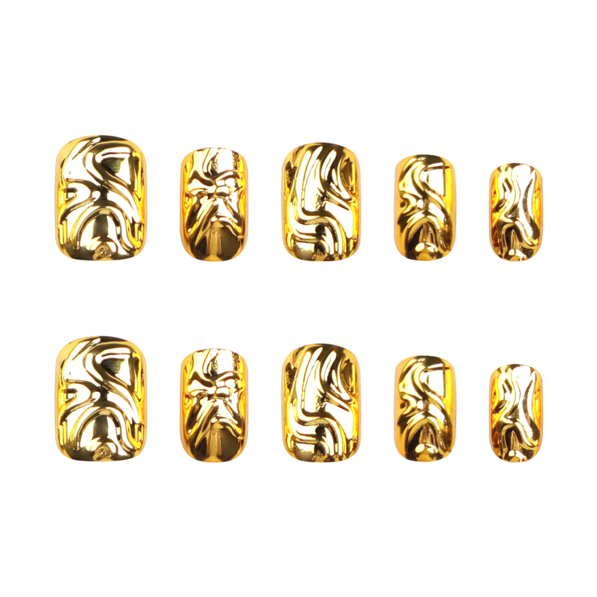 24 Pcs Short - Round Gilded Luxury Nails