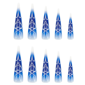 24 Pcs Y2K Blue Blended Nails