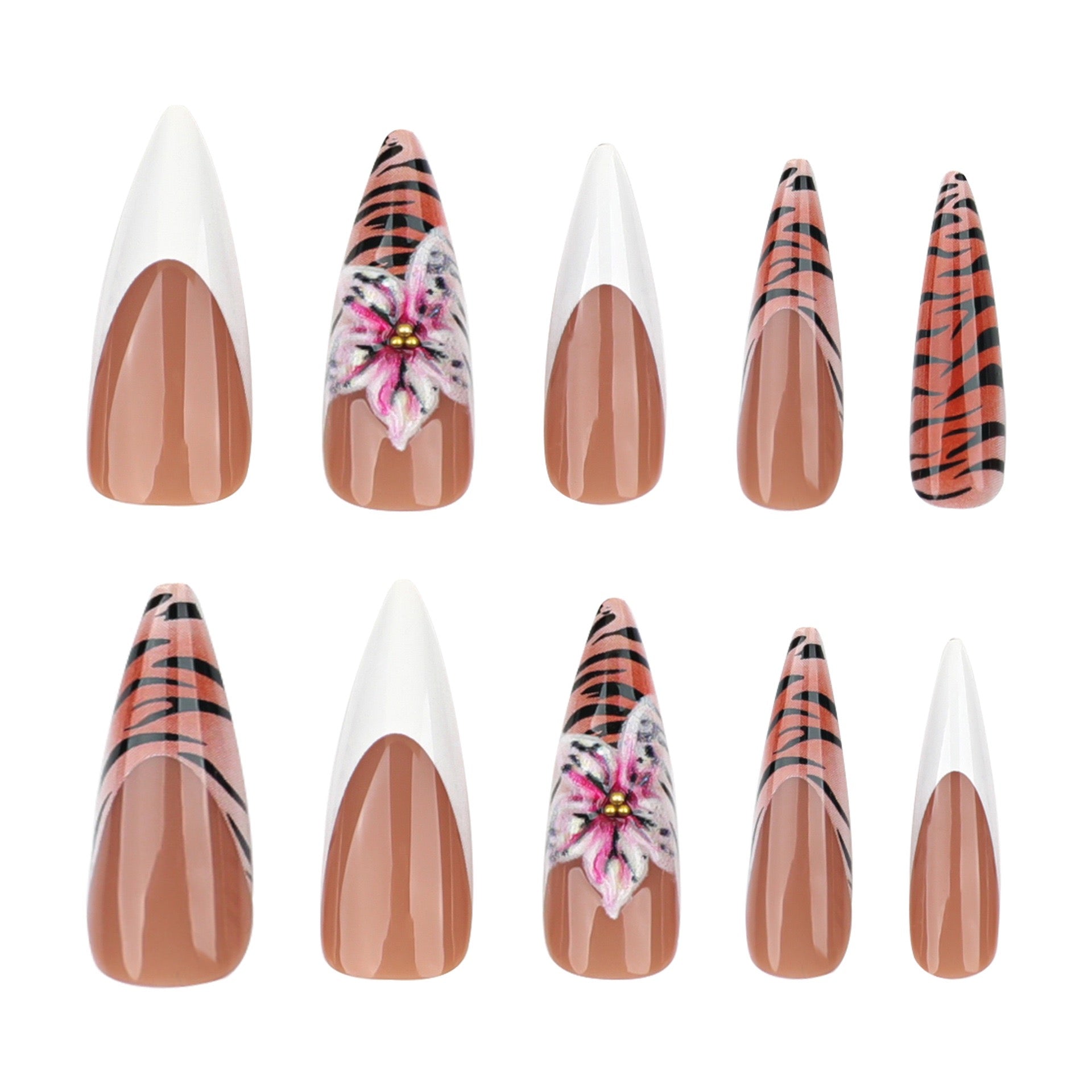 24 Pcs European - American French - style Leopard - print Nails