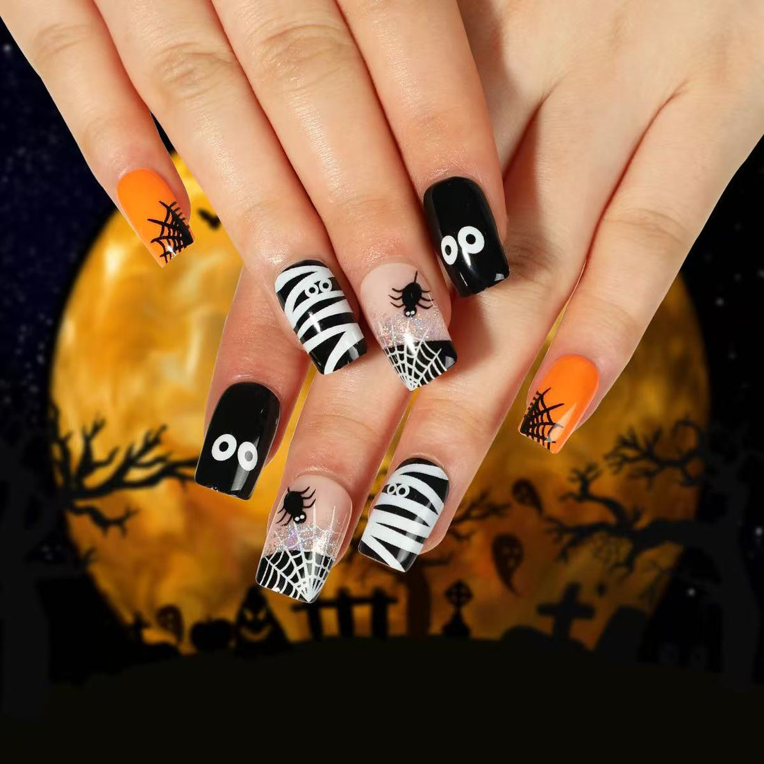24 Pcs Halloween - themed Colorful Nails