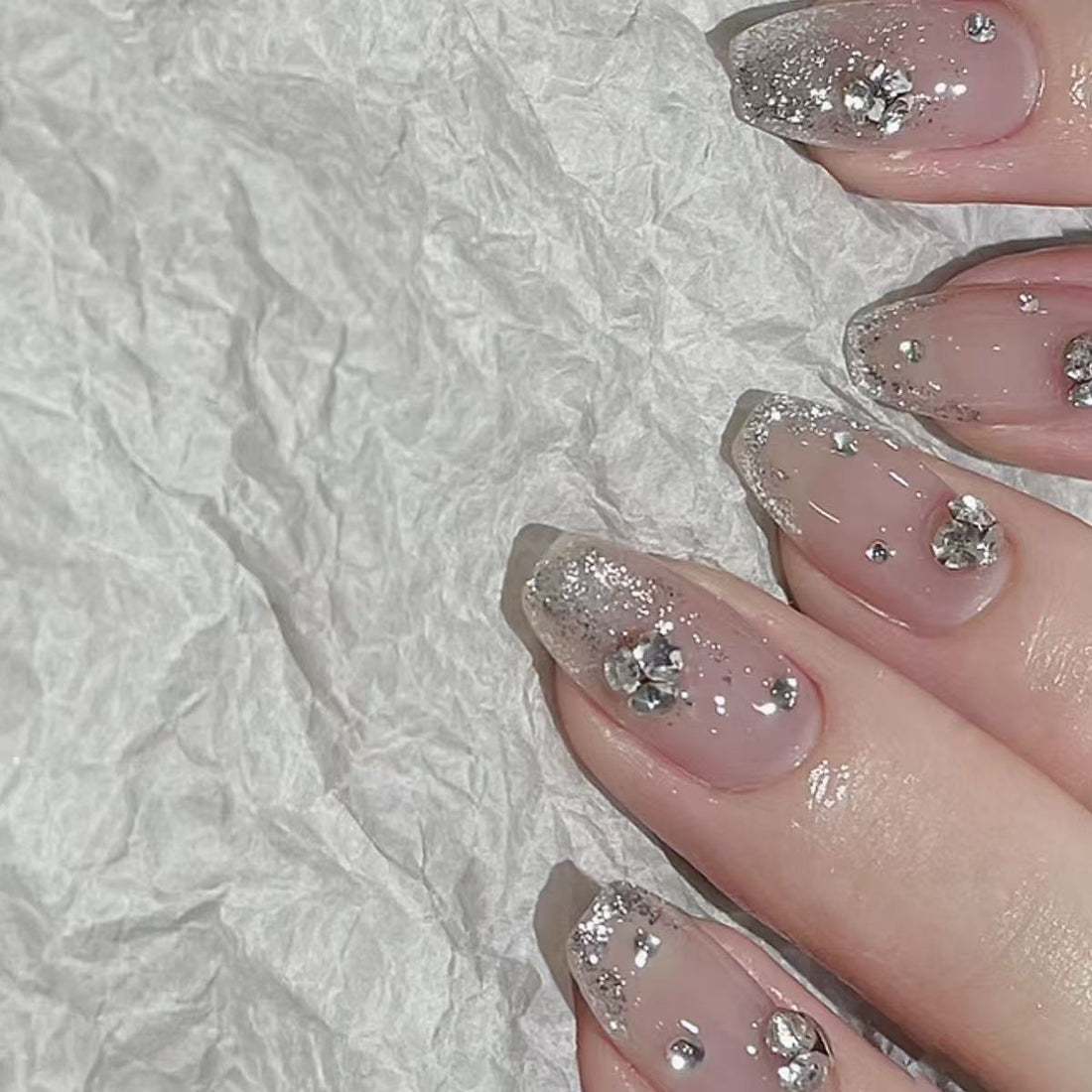 24 Pcs Pink Sparkling - Diamond Sweet Nails