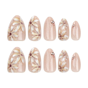 24 Pcs Light - Pink Floral Gentle Nails