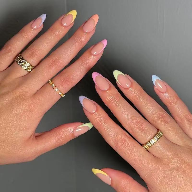 24 Pcs Colorful French - style Nails