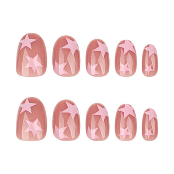24 Pcs Pink - Star Cute Nails